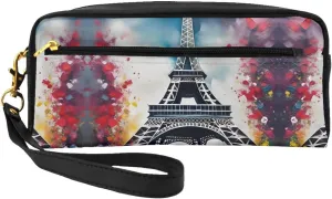 Eiffel Tower Paris Painting Print Portable Makeup Bag,Travel-Friendly Design,Versatile Mini Makeup Pouchtion