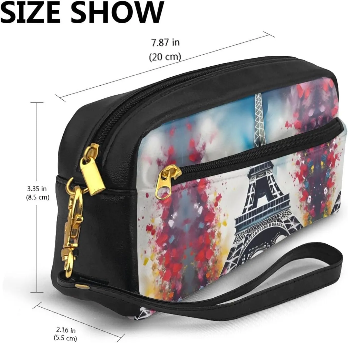 Eiffel Tower Paris Painting Print Portable Makeup Bag,Travel-Friendly Design,Versatile Mini Makeup Pouchtion