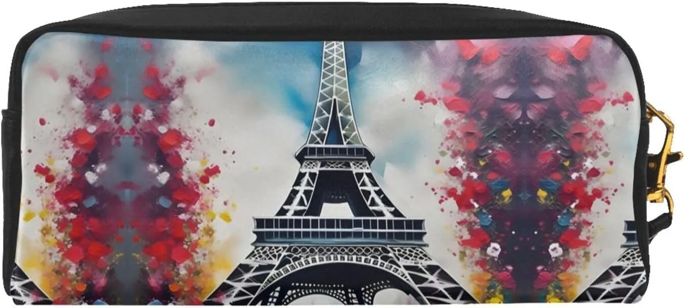 Eiffel Tower Paris Painting Print Portable Makeup Bag,Travel-Friendly Design,Versatile Mini Makeup Pouchtion