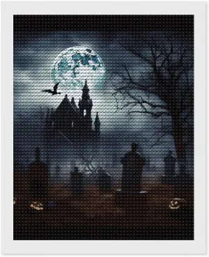 EKYOSHCZ Diamond Painting Kits for Adults DIY Full Drill Diamond Art Kits for Beginners Gothic Happy Halloween Round Drill Paint with Diamond Pictures Gem Art for Home Wall Decor 16"x20"