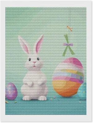 EKYOSHCZ Diamond Painting Kits for Adults DIY Full Drill Diamond Art Kits for Beginners Happy Easter Egg Rabbit Round Drill Paint with Diamond Pictures Gem Art for Home Wall Decor 12"x16"