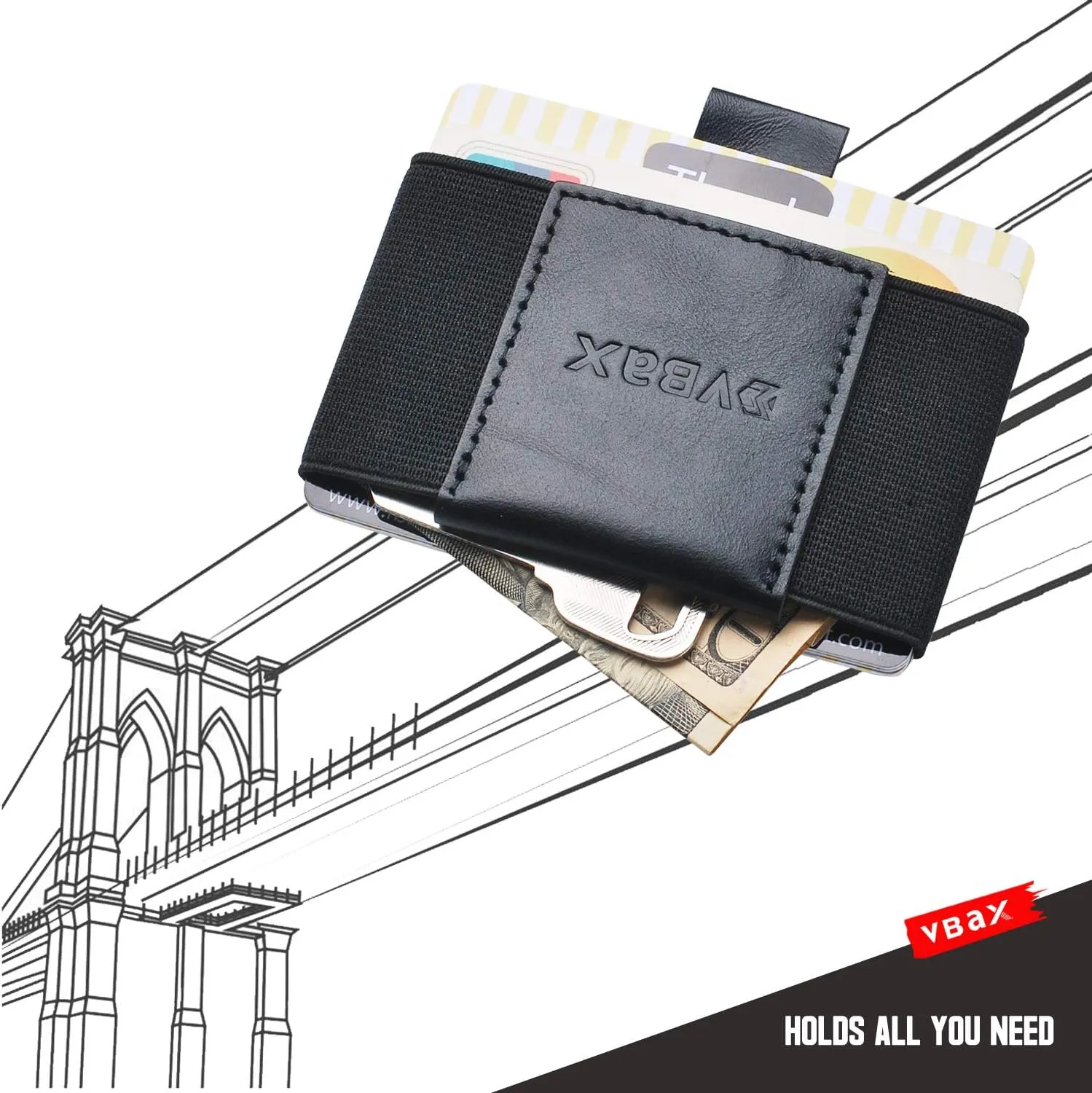 Elastic Slim Wallet - Small Minimalists Slim Front Pocket Credit Card Holder for Men & Women