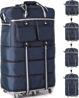 ELDA Expandable Foldable Suitcase Heavy Duty Collapsible Luggage Large Travel Duffle Bags with Wheels for Men Women