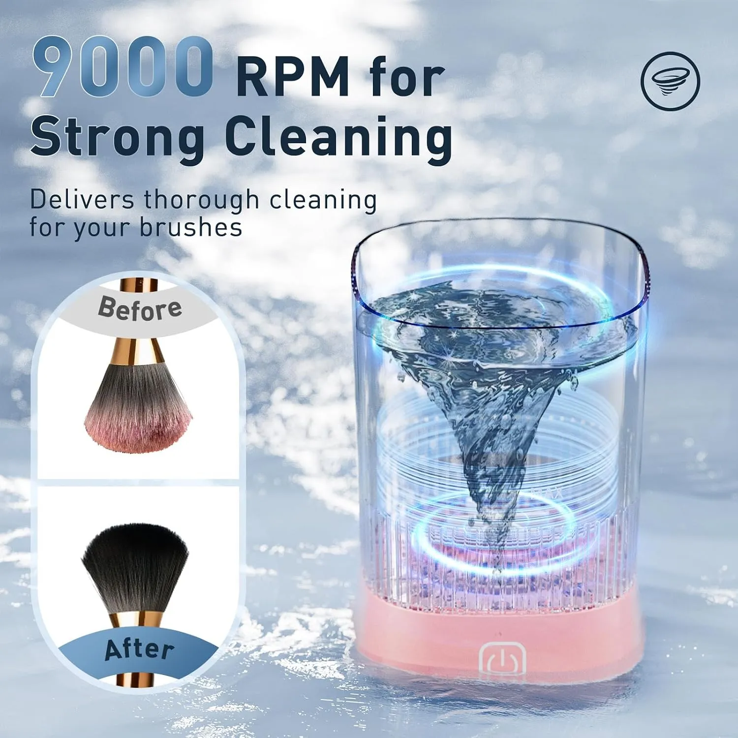 Electric Makeup Brush Cleaner - 9000 RPM Makeup Brush Cleaning Machine, IP65 Waterproof Automatic Makeup Brush Cleaner for Makeup Sponges and Brushes(Pink)