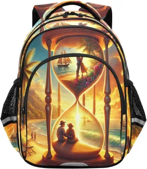 Emelivor Hourglass Beach Kids Backpack School Cute Bookbag Toddler Backpacks Daypacks Bag for Travel,S