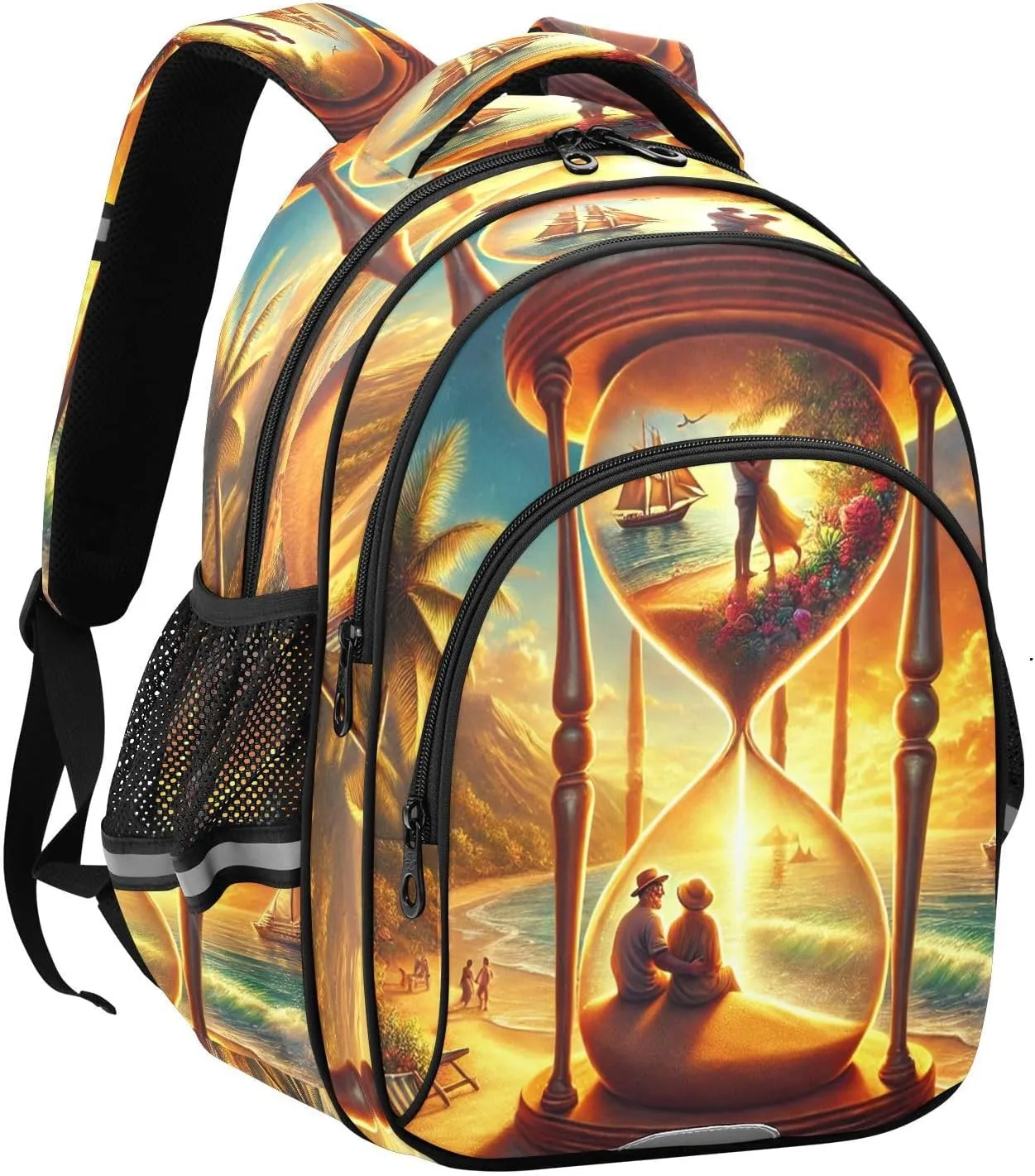 Emelivor Hourglass Beach Kids Backpack School Cute Bookbag Toddler Backpacks Daypacks Bag for Travel,S