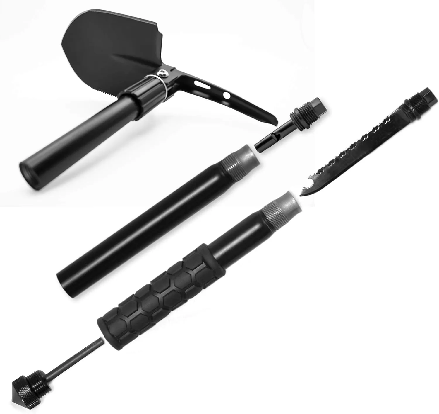 Emergency Zone 12-in-1 Collapsible Folding Shovel | Military 19.5 Inch Survival Shovel | Multitool with Carrying Case | Great for Hiking, Camping, Backpacking, Gardening, to Keep in Your Car | 2 Pack