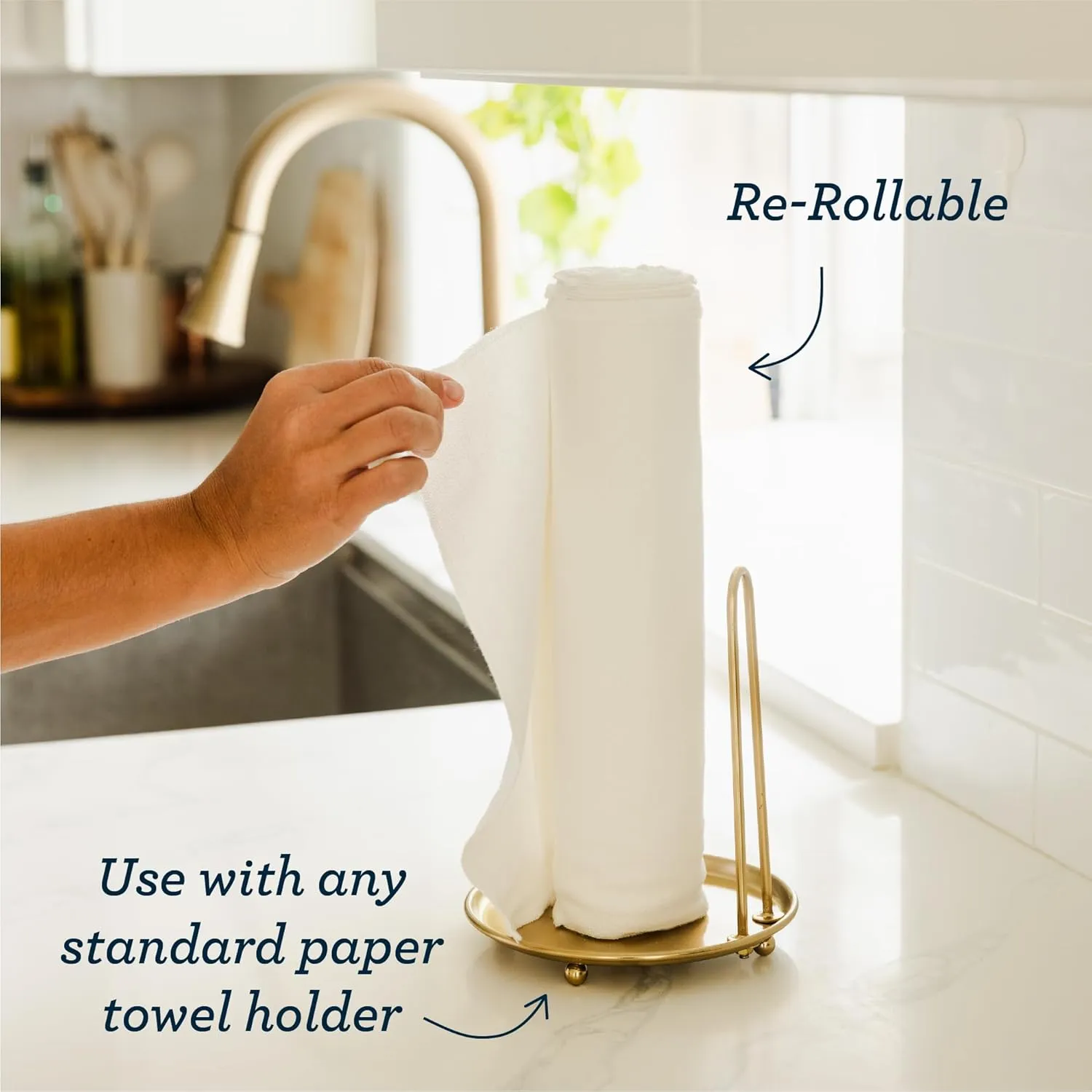 Esembly Paperless Towel Roll - Reusable Kitchen Towels 12-Pack Washable Cotton with Laundry Bag & Hook - Zero-Waste, Absorbent, Washable - Fantastic Fungi