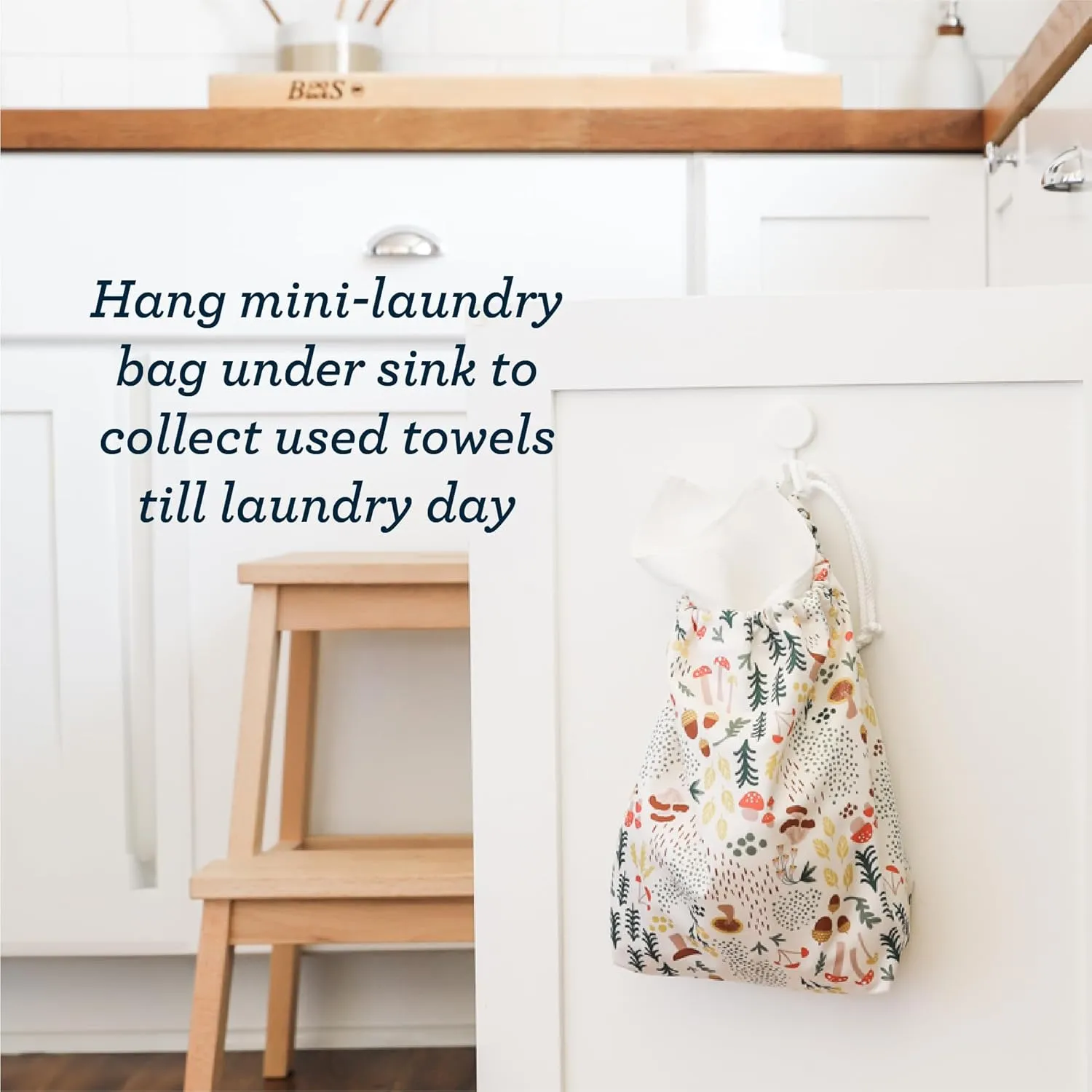 Esembly Paperless Towel Roll - Reusable Kitchen Towels 12-Pack Washable Cotton with Laundry Bag & Hook - Zero-Waste, Absorbent, Washable - Fantastic Fungi