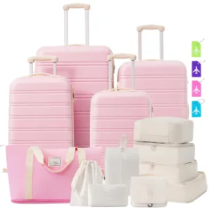 EUROCO 13-Piece Luggage Set,Lightweight ABS Hard Suitcases