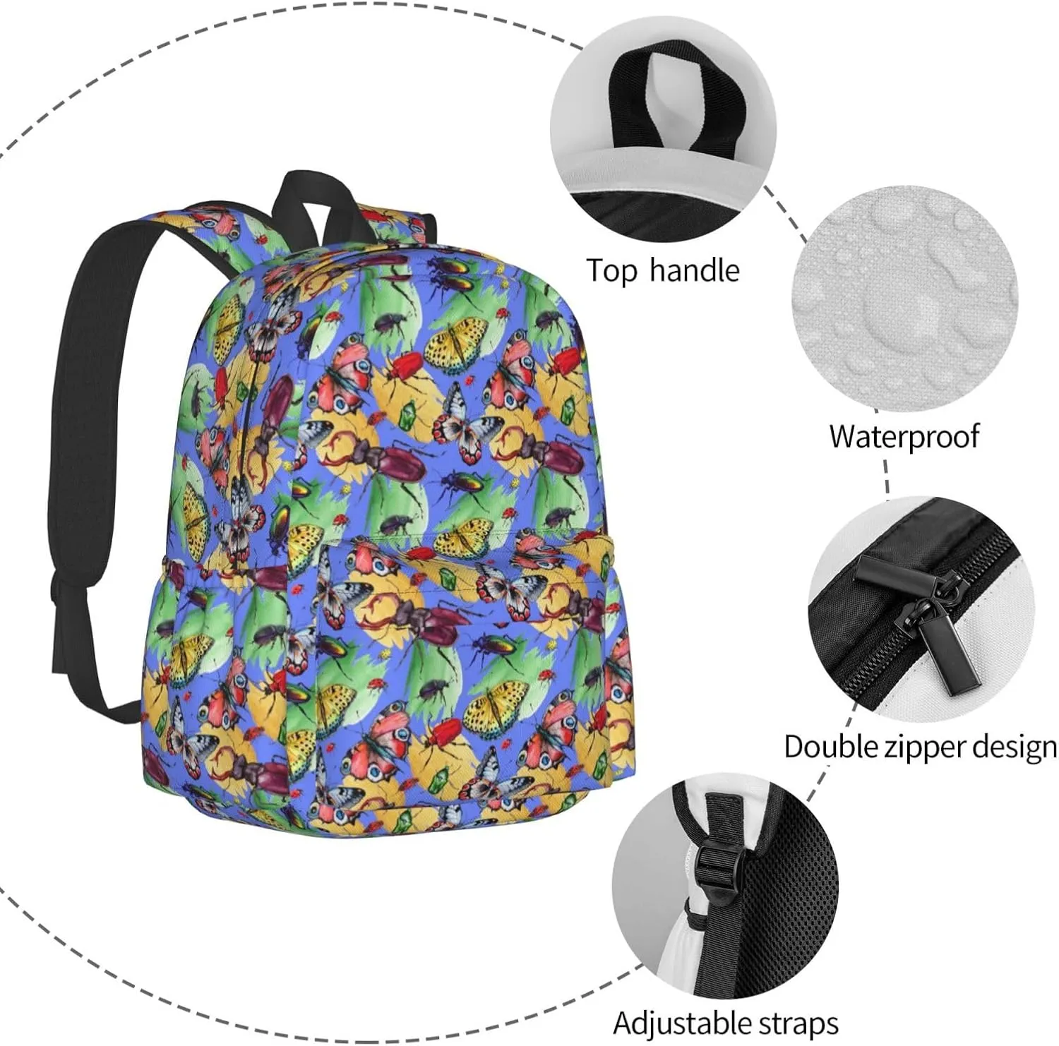 Exotic Beetle Wild Insect In A Watercolor Style Isolated Laptop Backpack Shoulder Bag Laptop Pack Travel Backpacks Commuter Back Pack Casual Daypack Bags With Side Pockets