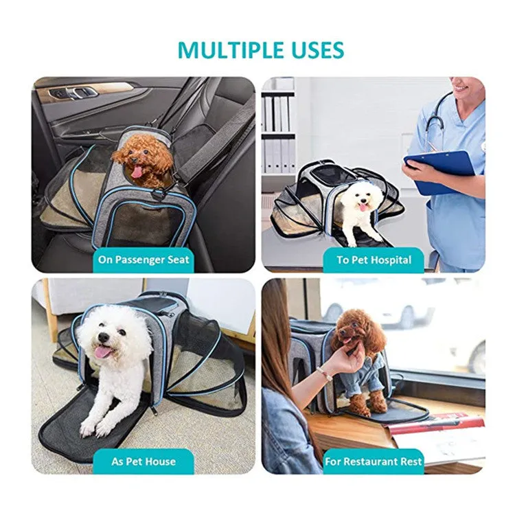 Expandable & Foldable Cat Carrier – Airline Approved with Reflective Tapes and Opened Doors for Safe Travel