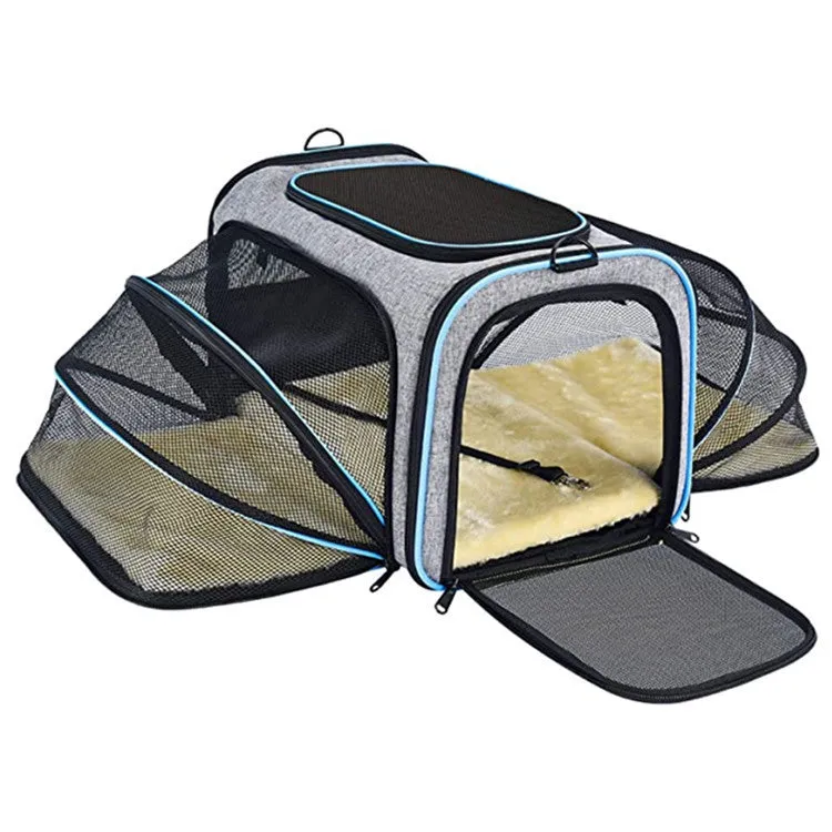 Expandable & Foldable Cat Carrier – Airline Approved with Reflective Tapes and Opened Doors for Safe Travel