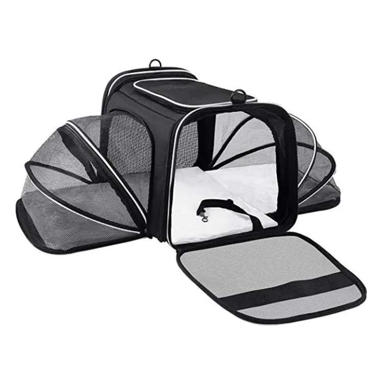 Expandable & Foldable Cat Carrier – Airline Approved with Reflective Tapes and Opened Doors for Safe Travel