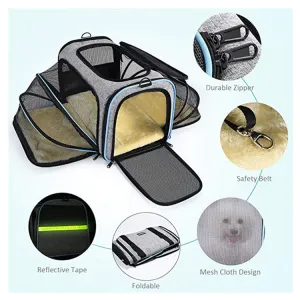 Expandable & Foldable Cat Carrier – Airline Approved with Reflective Tapes and Opened Doors for Safe Travel