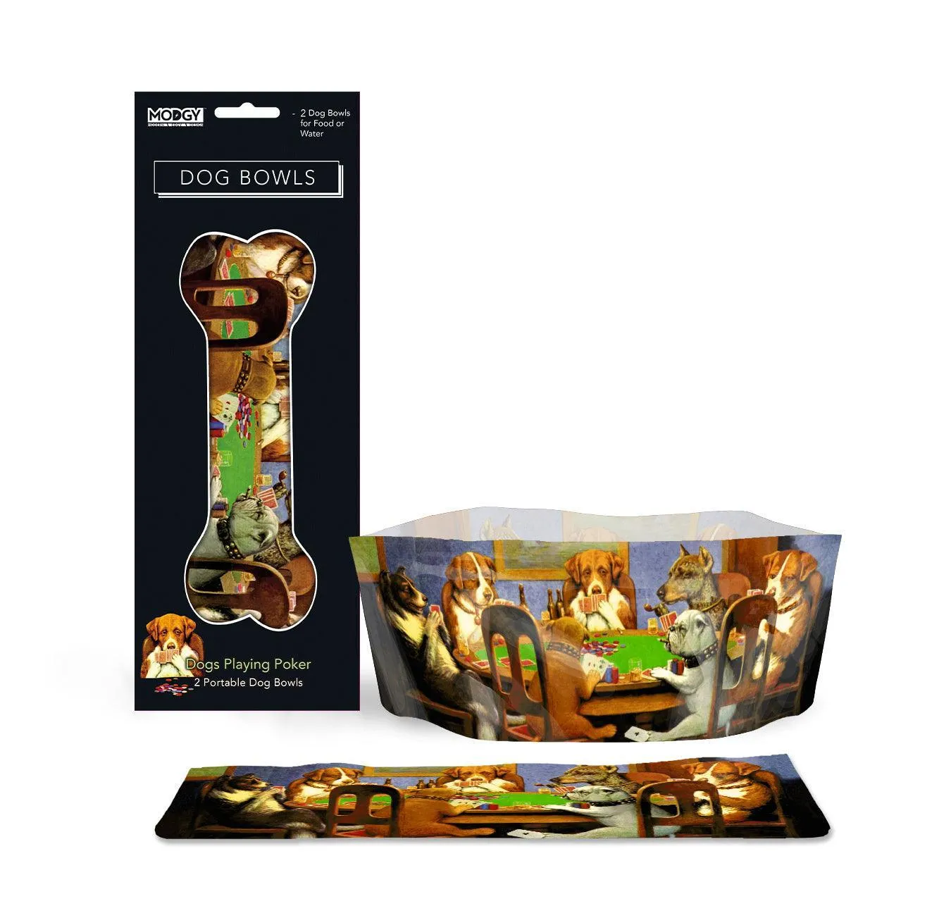 Expandable Collapsible Dog bowls (Set Of 2) - Dogs Playing Poker