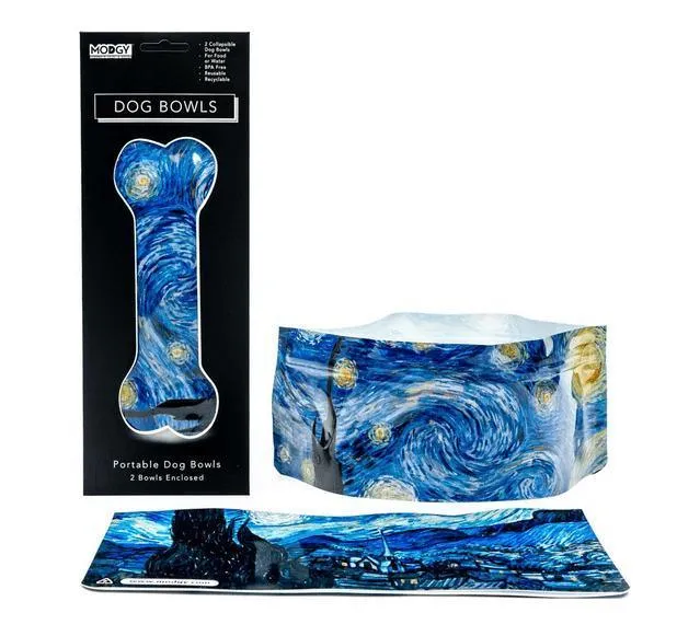 Expandable Collapsible Dog bowls (Set Of 2) - Starry Night