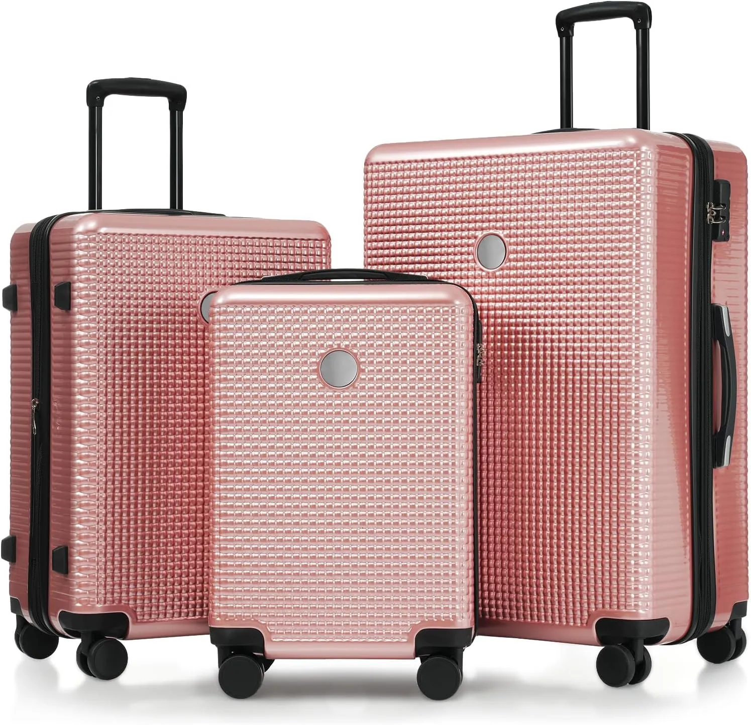 Expandable Luggage Set 3 Piece Hardside Luggage with Spinner Luggage 360 Wheels Lightweight Travel Suitcases with TSA-Approved Carry-on 20/24/28(Pink) US STOCK