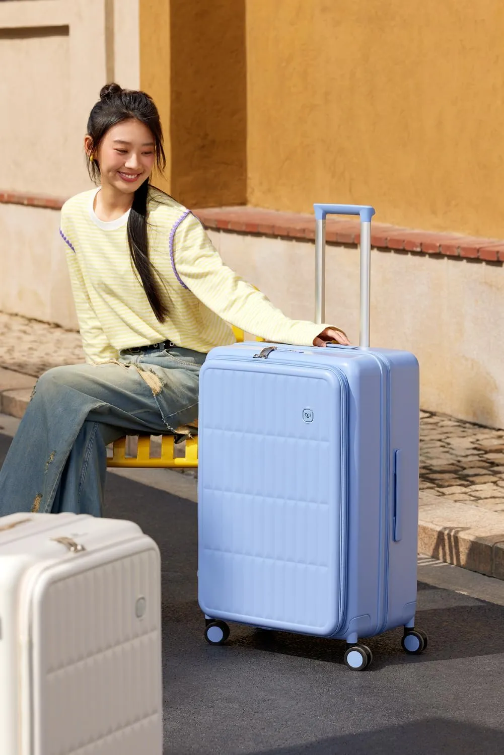 Expandable Top Open 24 Inch Checked Luggage with Spinner Wheels, Large Suitcase with TSA Lock, Hardside Travel Luggage Suitcases for Men Women, for 14 Days Travel, Blueberry Blue