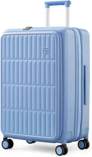 Expandable Top Open 24 Inch Checked Luggage with Spinner Wheels, Large Suitcase with TSA Lock, Hardside Travel Luggage Suitcases for Men Women, for 14 Days Travel, Blueberry Blue