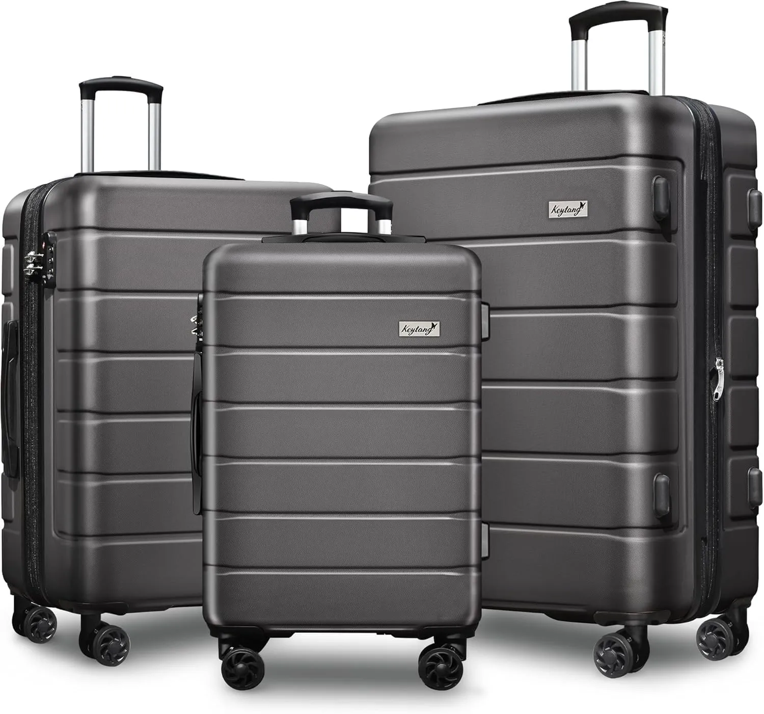 Explorer Lightweight Hardshell 20% Expandable 3-Piece Luggage Set with TSA Lock, Double Spinner Wheels, and Carry-On Suitcase, Grey
