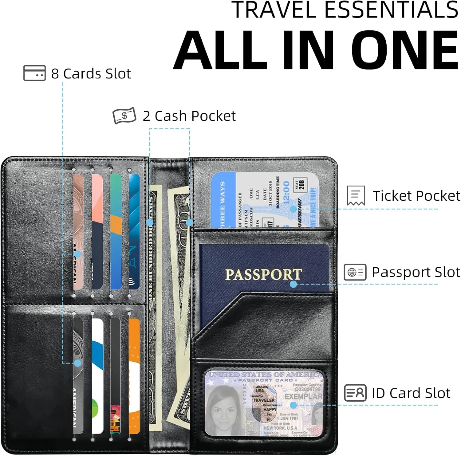 Exquisite Passport Holder for Travel Accessory, American Flag Eagle Leather Passport Cover with Space for Documents and Family Photos, Travel Passport Credit Card Wallet for Women and Men