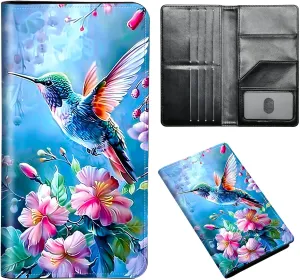 Exquisite Passport Holder for Travel Accessory, Colorful Hummingbird Leather Passport Cover with Space for Documents and Family Photos, Travel Passport Credit Card Wallet for Women and Men