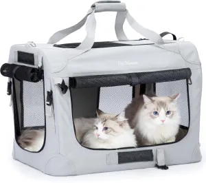 Extra Large Cat Carrier for 2 Cats, Collapsible Soft Sided Pet XL Crate for Large Mudium Big Cat 20lbs , Car Travel Portable Bag for Long Trips Ride 24"x16.5"x16.5"