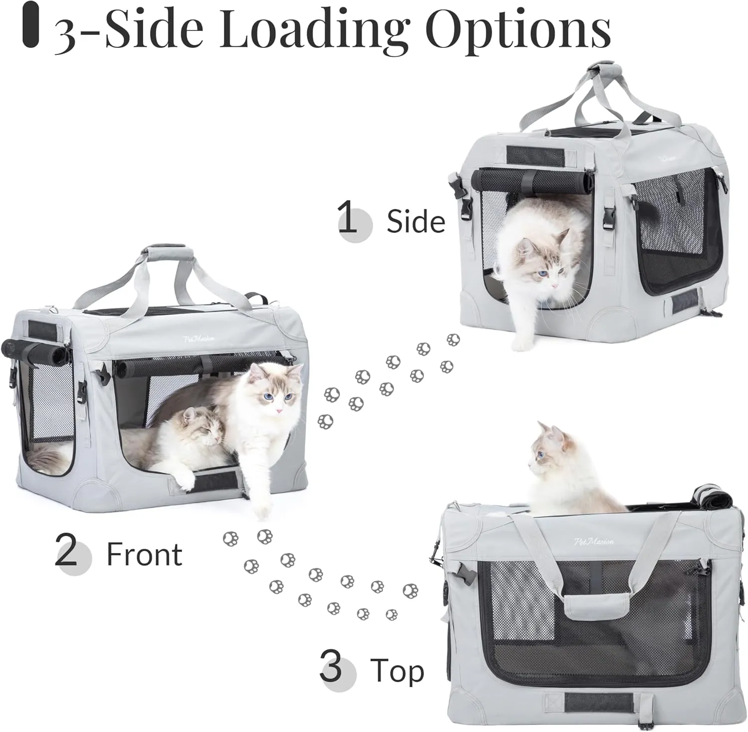 Extra Large Cat Carrier for 2 Cats, Collapsible Soft Sided Pet XL Crate for Large Mudium Big Cat 20lbs , Car Travel Portable Bag for Long Trips Ride 24"x16.5"x16.5"