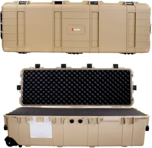 Eylar XL 44 Inch Deep Heavy Transport Roller Rifle Hard Case with Foam, Waterproof & Crushproof, Three Rifle Capacity, Auto-Pressure Valve with Lockable Fittings TSA Standards