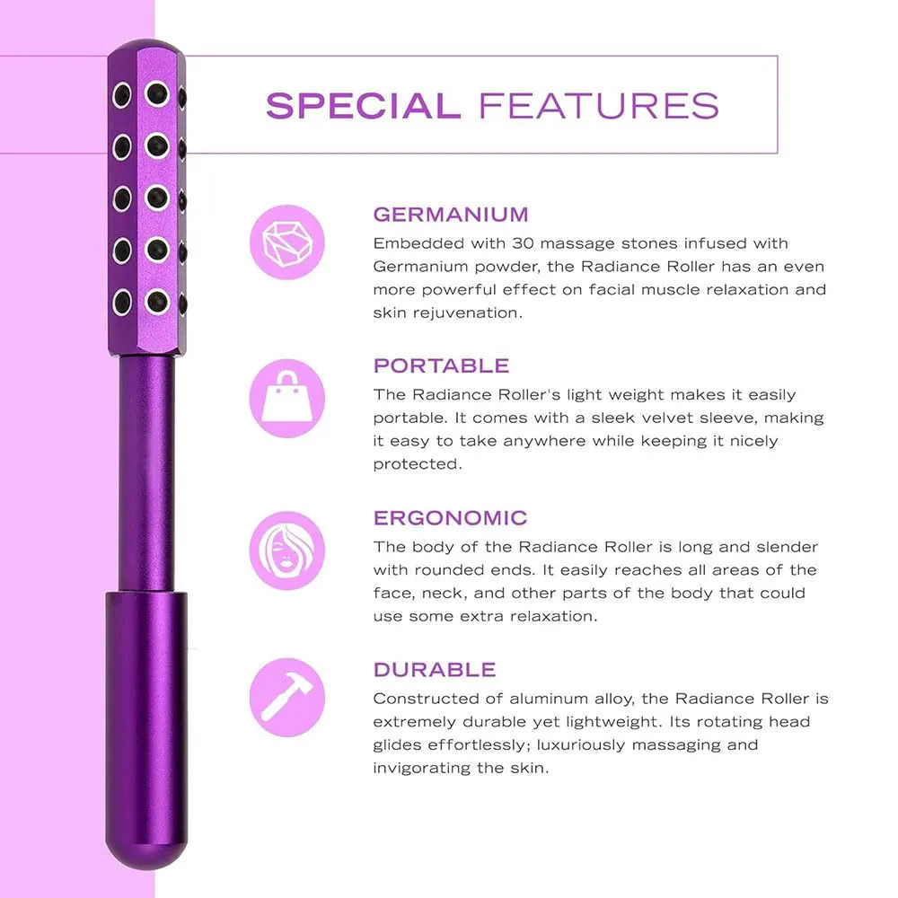 Facelift Pro Beauty Roller, Elarique Face Roller, Beauty Roller, Facial Massage Tool,Germanium Stone Face Roller for up Lifting and Skin Care (light pink)