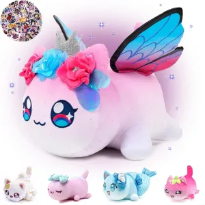 Fairy Cat Plush Cute Kawaii Cat Plush Collection 100% Polyester Plushie Pillow Embroidered Soft Stuffed Animal Collectible (Fairy Cat)