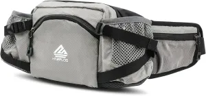 Fanny Pack Waist Bag with Water Bottle Holder for Men Women Running Hiking Travel Dog Walking Workout Cycling Outdoor (Grey)