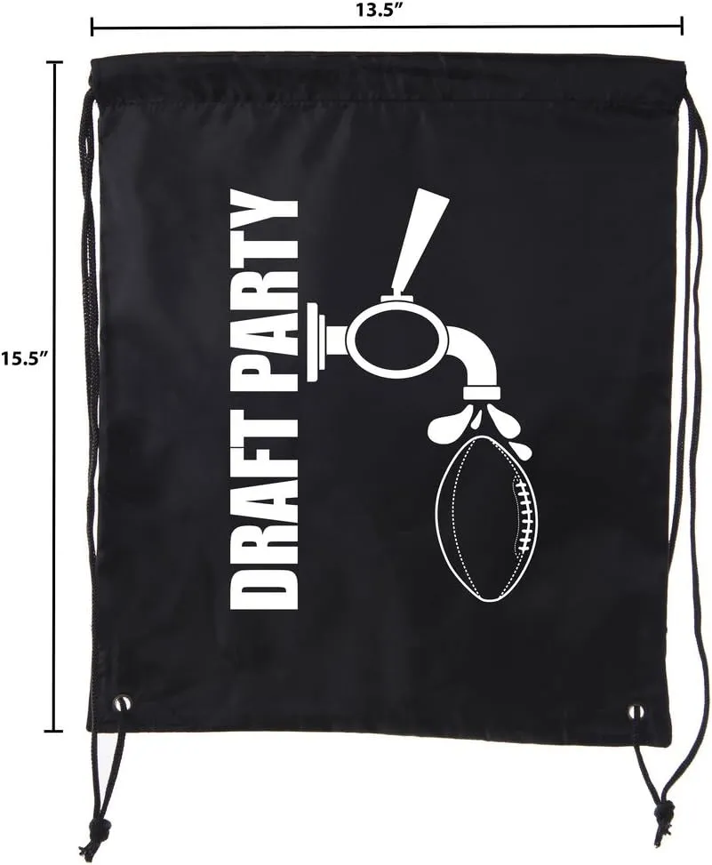 Fantasy Football Draft Bags| Drawstring Backpacks for Fantasy Football Parties, Fantasy football supplies - 10PK Black CA2500DraftPTY S3
