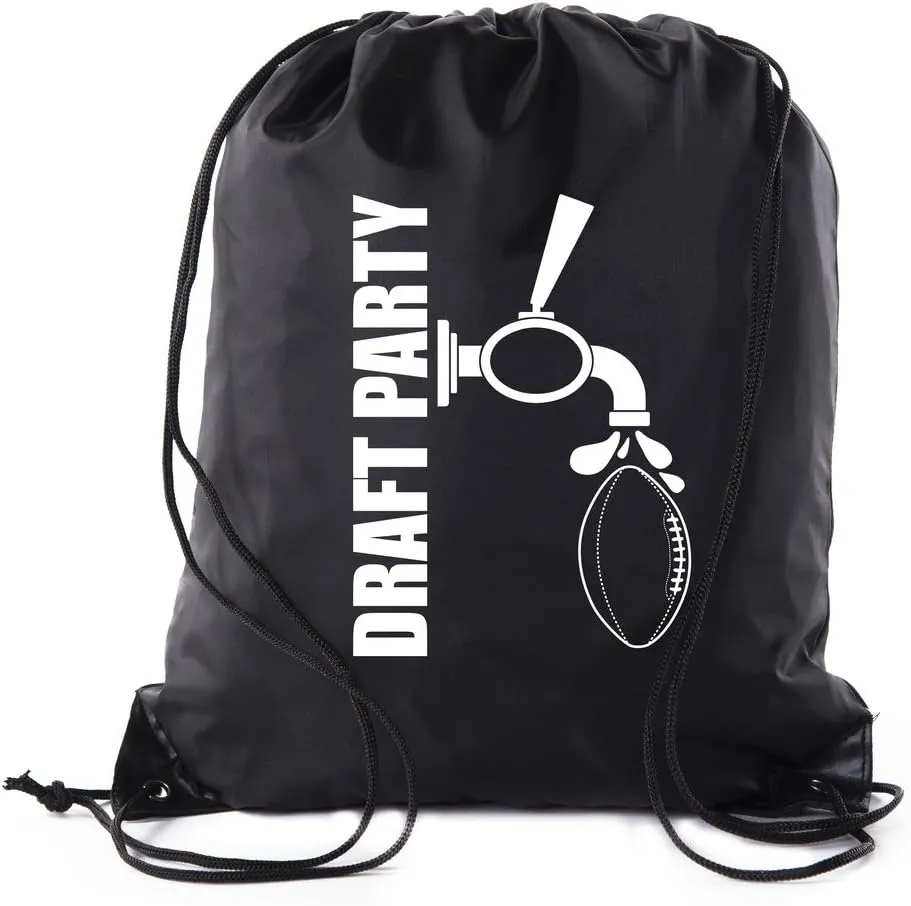 Fantasy Football Draft Bags| Drawstring Backpacks for Fantasy Football Parties, Fantasy football supplies - 10PK Black CA2500DraftPTY S3