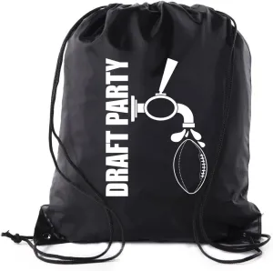 Fantasy Football Draft Bags| Drawstring Backpacks for Fantasy Football Parties, Fantasy football supplies - 10PK Black CA2500DraftPTY S3