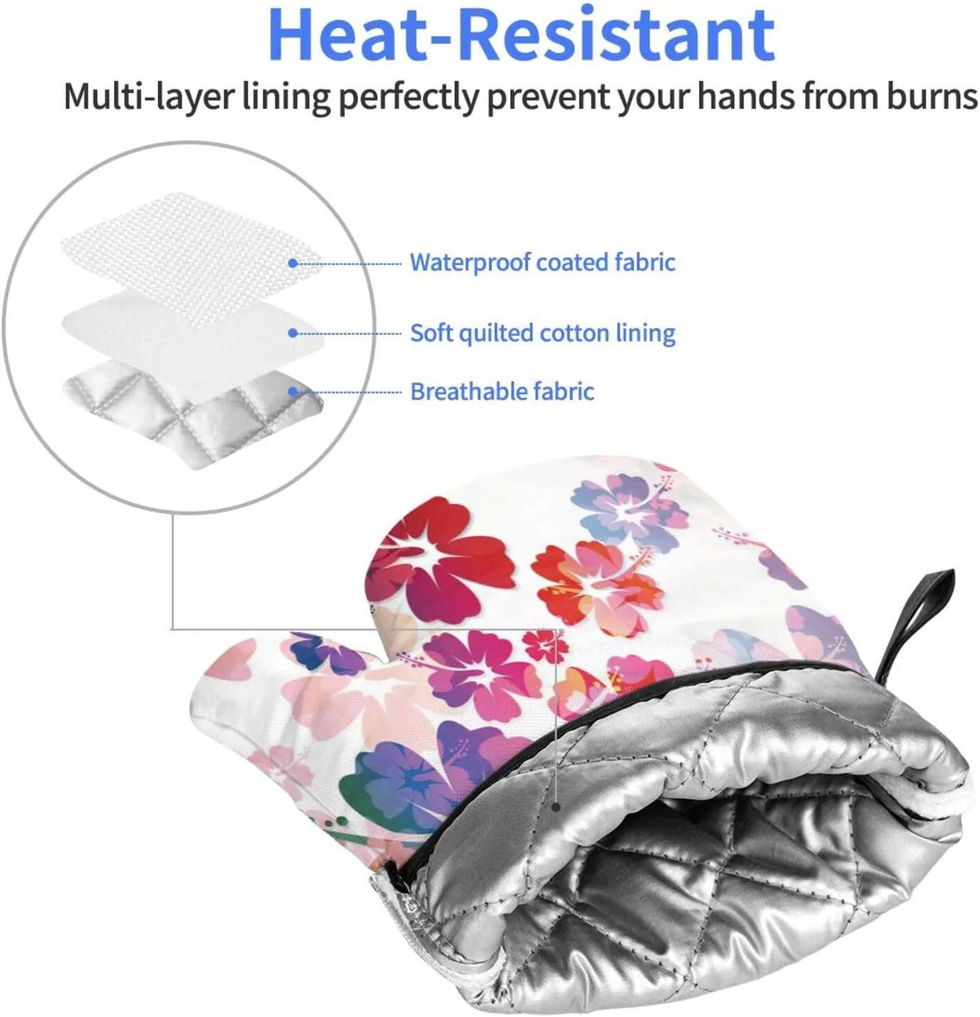 Fashion Accessory,Gloves Thermal Insulation Heat Resistance,Feminine Shoes Lipstick Accessory,Waterproof Glovesoven Gloves Printed Pattern Polyester Gloves Glove Set,Multicolor,2-Piece Set