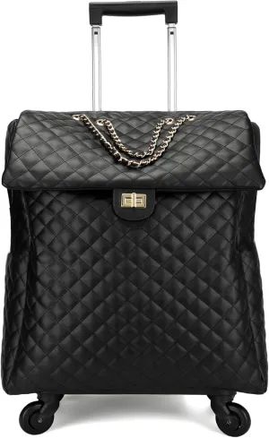 feilario 20in Leather Softside Underseat Carry on Suitcases Travel Duffel Bag with 4-rolling Spinner Wheels