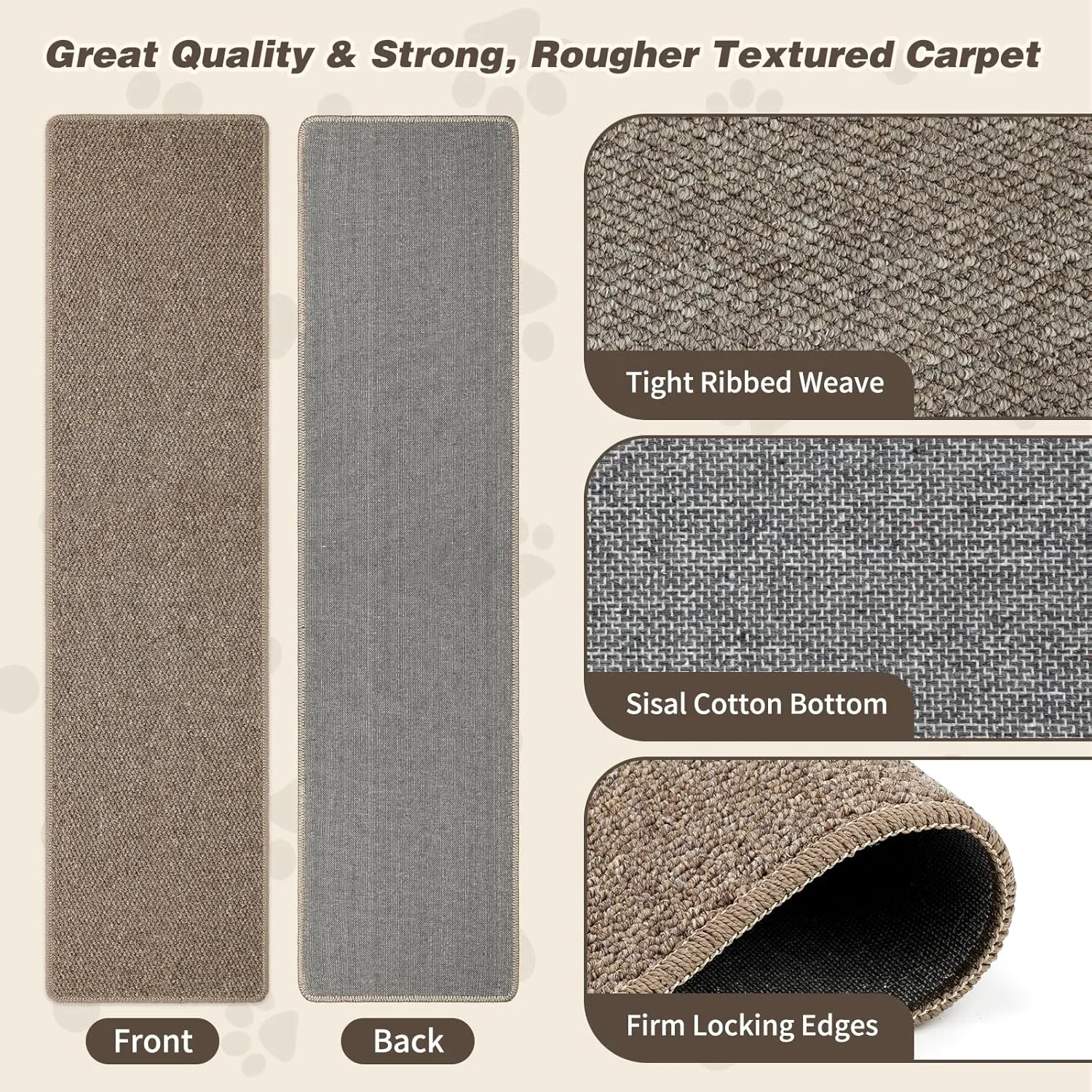 FHTONGE 71x15.8 Thickened Cat Wall Climbing Carpet with 16 Fixed Nails, Extra Large Tall Cat Scratch Pad for Wall, Wall Mounted Climbing Cat Scratcher for Furniture Couch Sofa Protector(Choc Brown)
