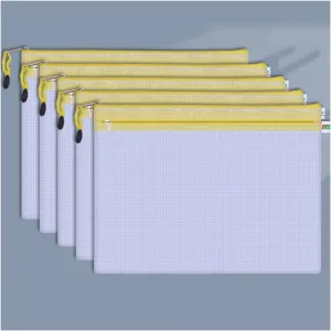 File Organizer A4 A5 B5 D File Bag Mesh Bag Zipper Bag PVC Transparent File Bag Student Information Bag for Teacher Civil Servant Office Worker File Folders (Color : 5pcs-D-Pink) (5pcs a4)