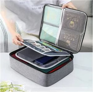 File Organizer Bags for Women Men for Work, Waterproof Document Bag 14"×10, Storage Pouch, Credential Bag, Diploma Storage, Important Document and File Pocket, Valuables Travel Bag (Color : Gray)