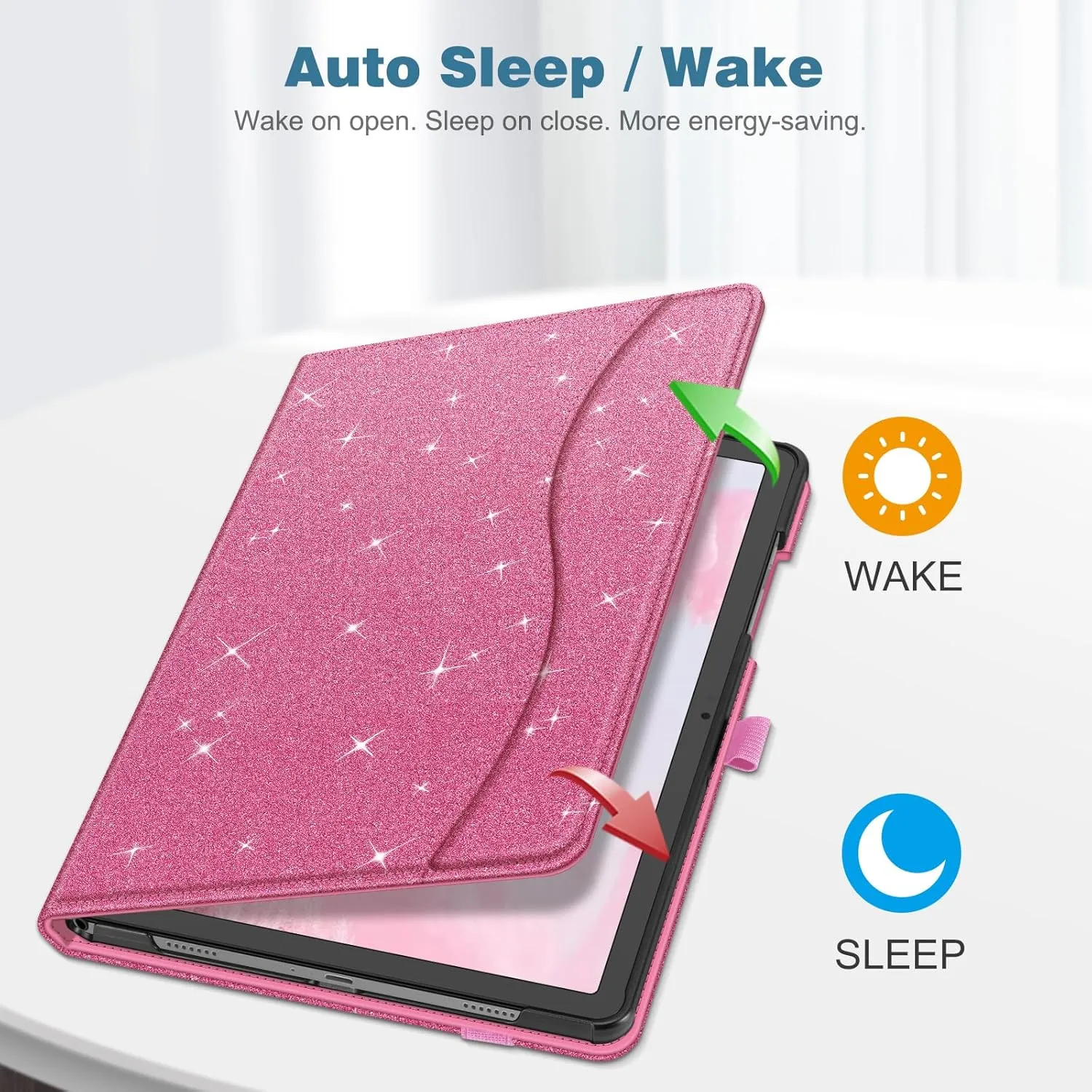Fintie Case for Samsung Galaxy Tab A9 Plus/A9  5G 11 Inch 2023 Model (SM-X210/X216/X218), Multi-Angle Viewing Smart Stand Back Cover with Pocket Auto Wake/Sleep, Glittering Pink