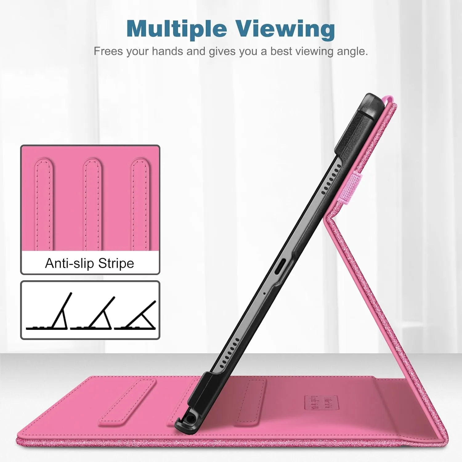 Fintie Case for Samsung Galaxy Tab A9 Plus/A9  5G 11 Inch 2023 Model (SM-X210/X216/X218), Multi-Angle Viewing Smart Stand Back Cover with Pocket Auto Wake/Sleep, Glittering Pink