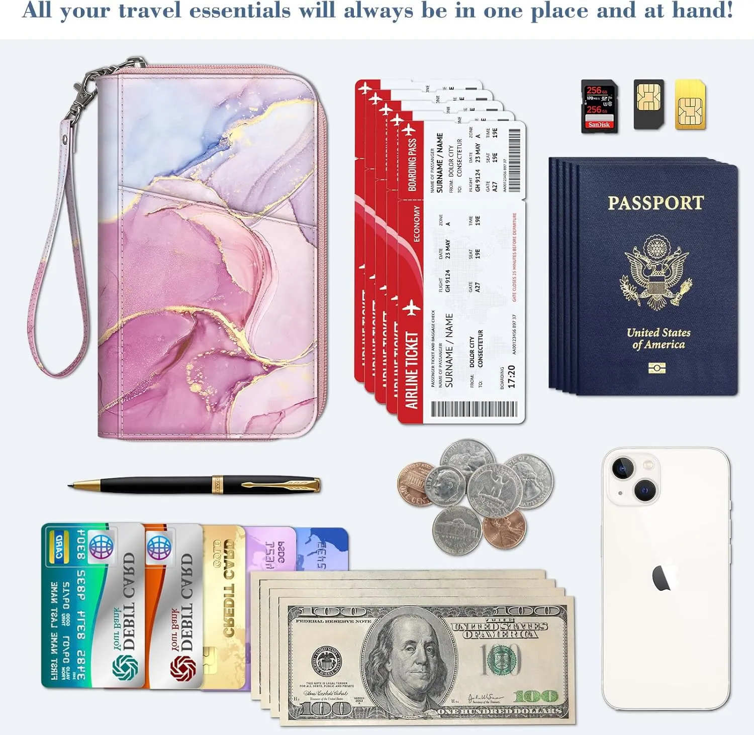 Fintie Family Passport Holder Wallet, RFID Blocking Travel Document Organizer Clutch Bag Credit Cards Case Cover for Women Men