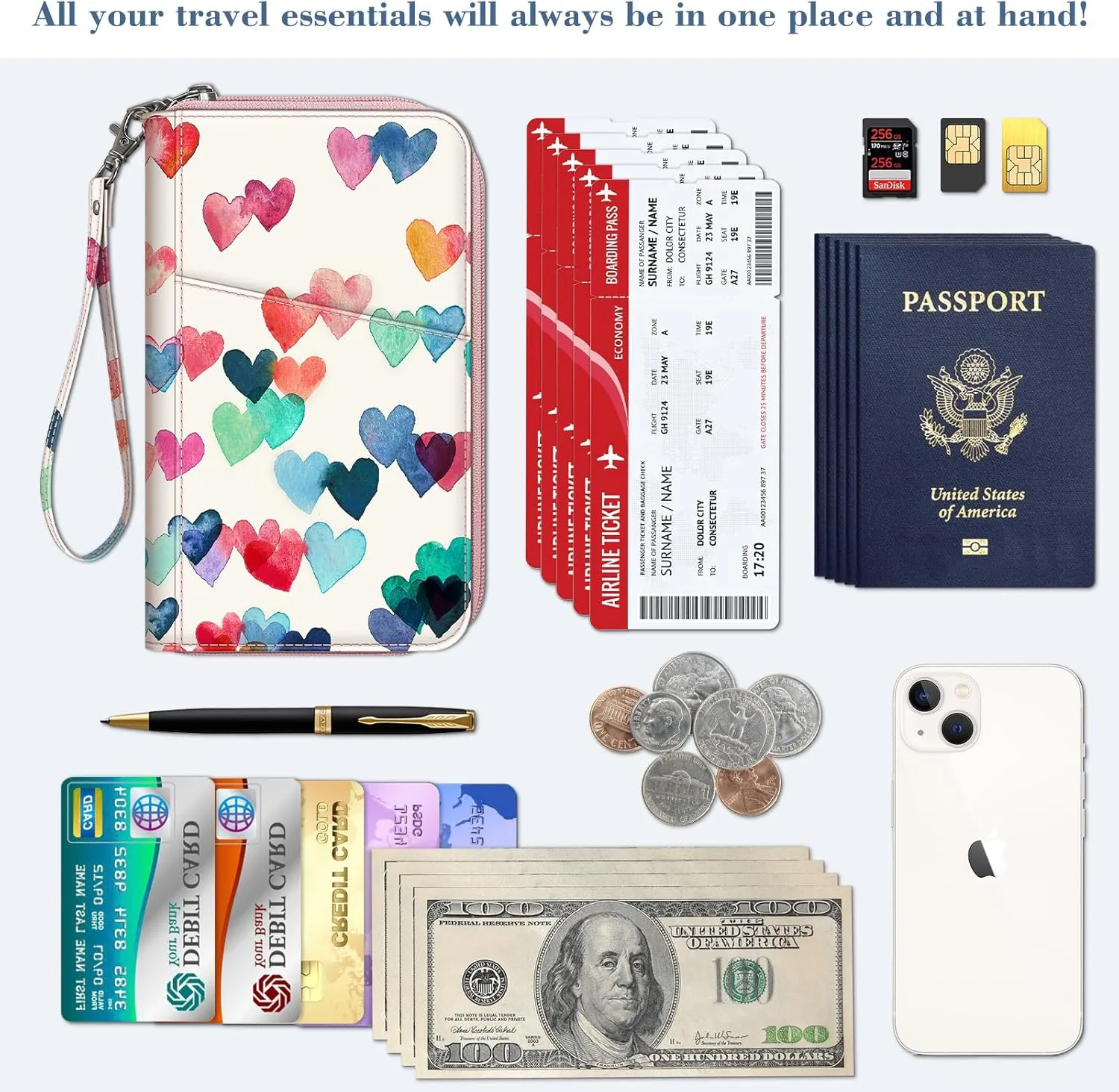 Fintie Family Passport Holder Wallet, RFID Blocking Travel Document Organizer Clutch Bag Credit Cards Case Cover for Women Men