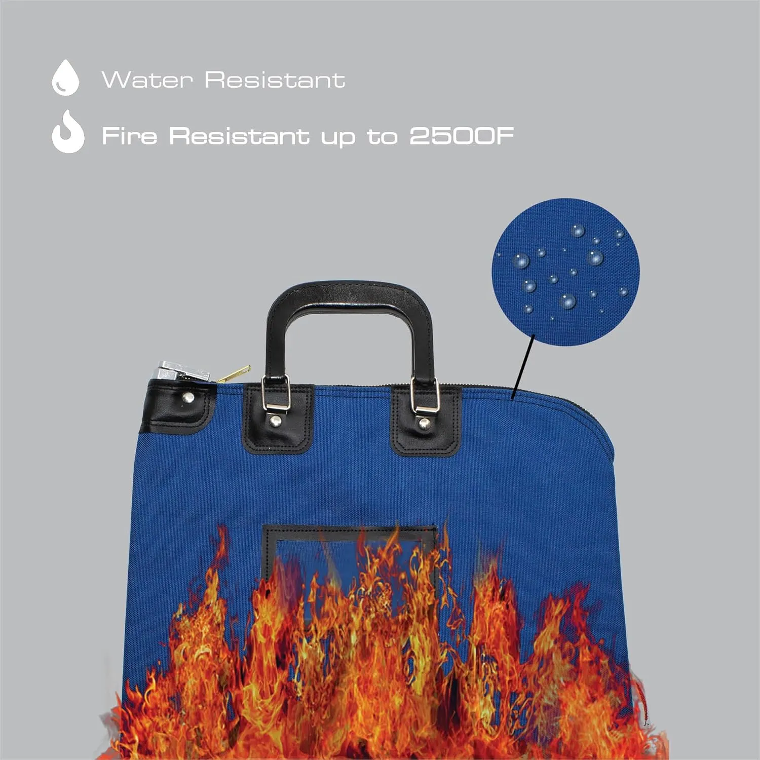 Fire Resistant Security Money Bag with Lock, 15 x 11 Inch (Royal Blue)