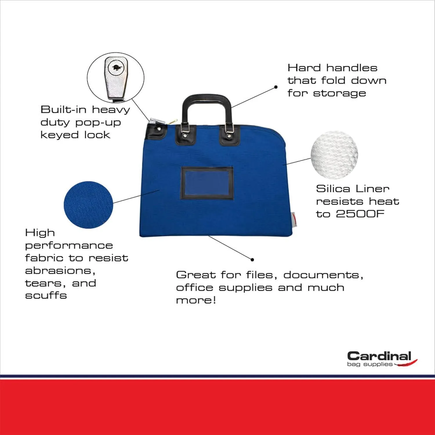 Fire Resistant Security Money Bag with Lock, 15 x 11 Inch (Royal Blue)