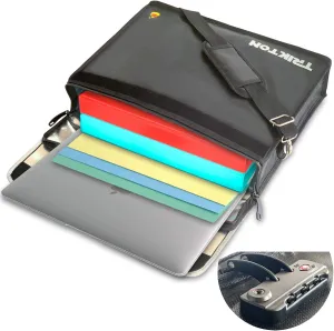 Fireproof and Waterproof Document Bag XL 16x12x3.5 with TSA Lock, Fits Legal Files, High-Viz Design, Lock Box for Travel and Documents, Developed by USA Engineers and Firefighters (Black)