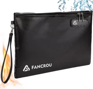 Fireproof Cash & Document Bag with Lock - 6400℉ Fire/Smell Proof Protection, 14.5" x 11.5" Black Banker Bag for Money, Valuables & Emergency Storage