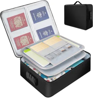 Fireproof Document Bag, 5200°F Document Organizer Bag for Waterproof Zipper with 5-Layers Protection Fireproof File Organizer Bag Storage with Lock for Important Document Organizer
